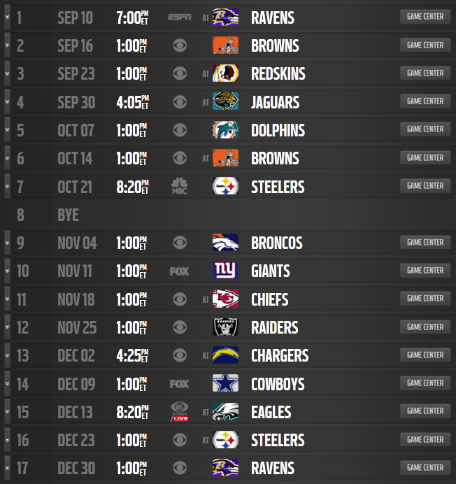 Schedule Cincinnati Bengals Fan Source